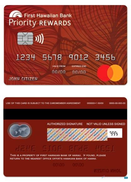 Download Hawaii Priority RewardsSM Credit mastercard Photoshop template